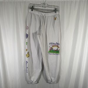 Playboy Pacsun Joggers Women's XS White Graphic Print Pull On Drawstring